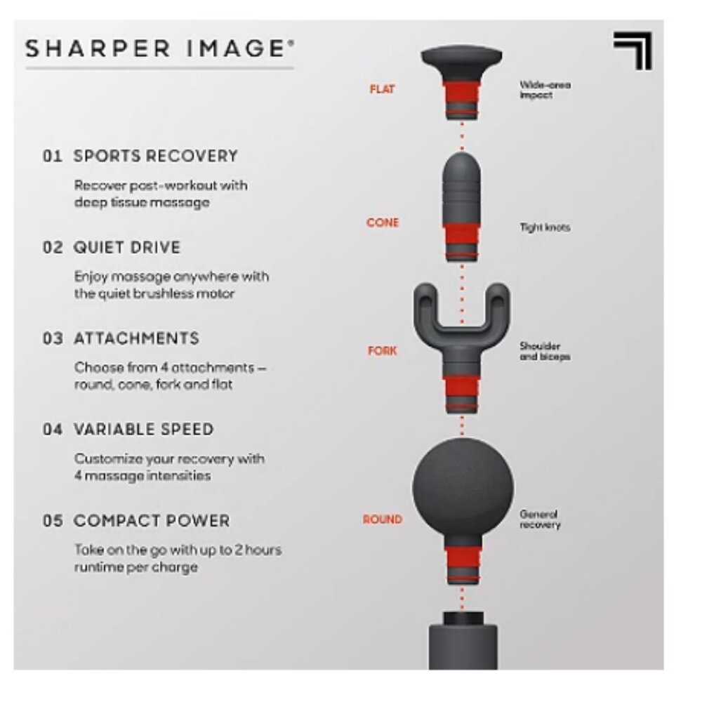 Sharper Image Powerboost Move Portable Percussion Massager Gray - Picture 8 of 11